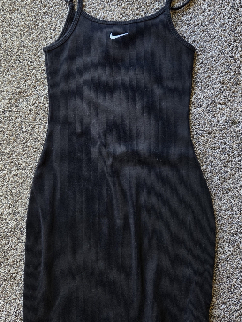 Nike Black Ribbed Midi Tank Dress with White Swoosh